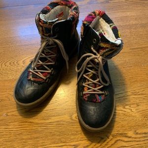 Knitted-cuff ankle boots by Rieker